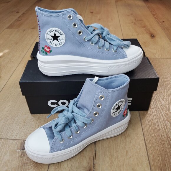 Converse Womens Chuck Taylor All Star Move Hi Platform Rose Cross Stitch A12571C - Picture 1 of 15